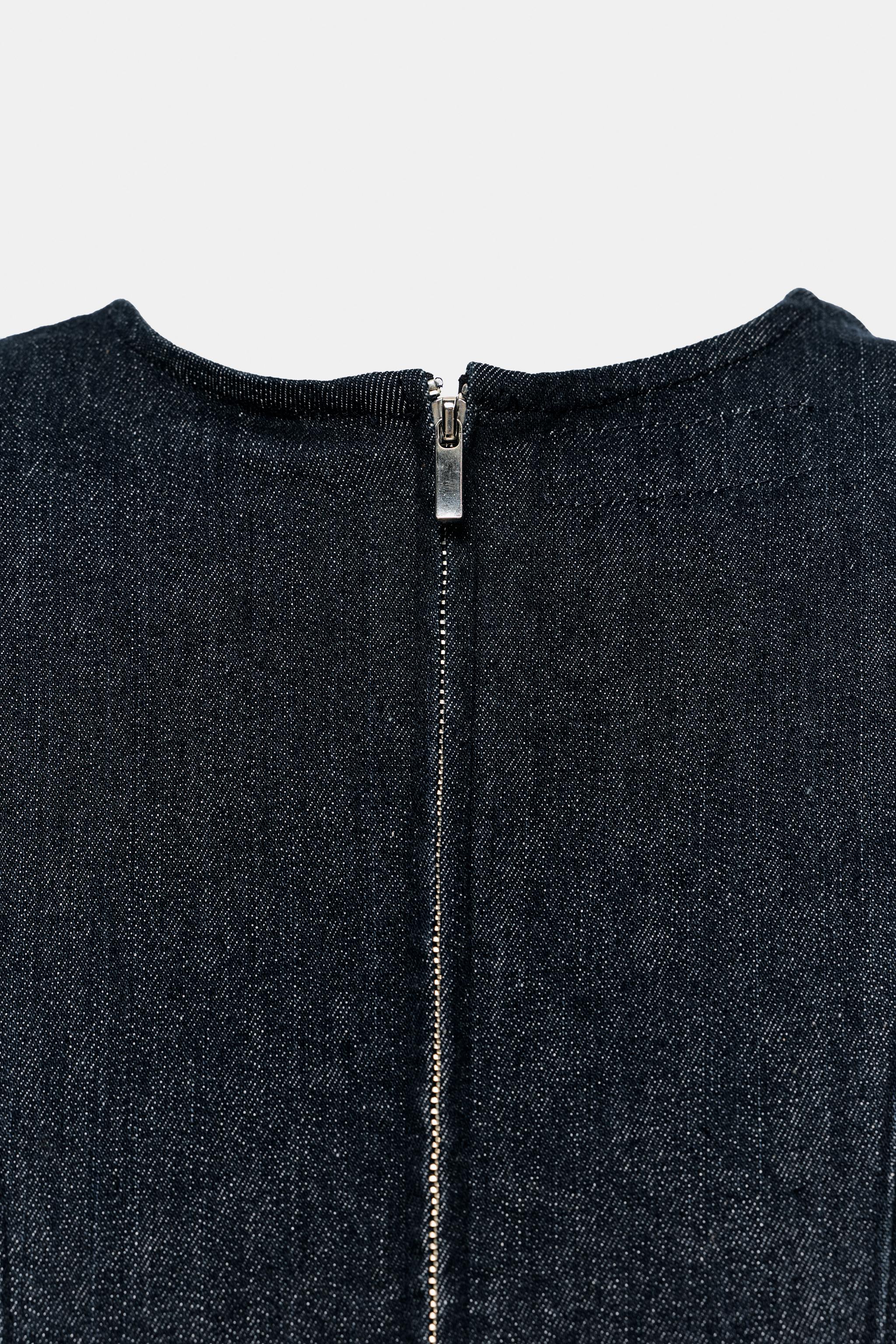 TRF DENIM DRESS WITH SHOULDER PADS